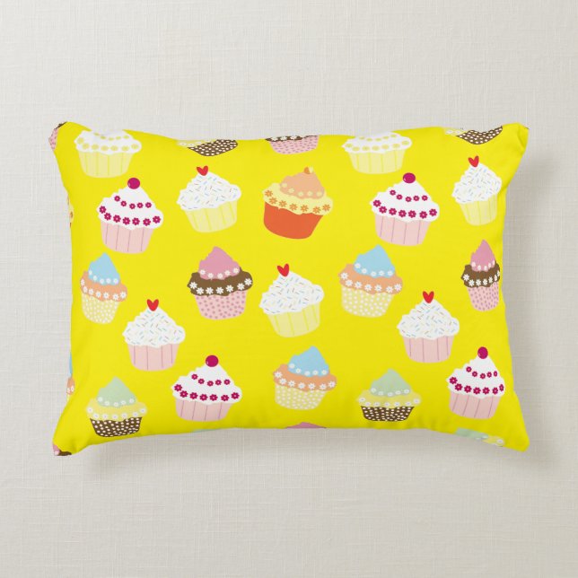Delicious Decorated Birthday Cupcakes Accent Pillo Decorative Cushion (Front)