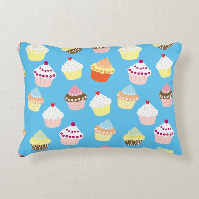 Delicious Decorated Birthday Cupcakes Accent Pillo Decorative Cushion (Front)
