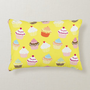 Delicious Decorated Birthday Cupcakes Accent Pillo Decorative Cushion