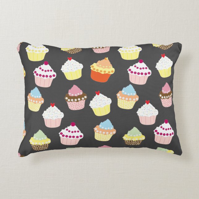 Delicious Decorated Birthday Cupcakes Accent Pillo Decorative Cushion (Front)