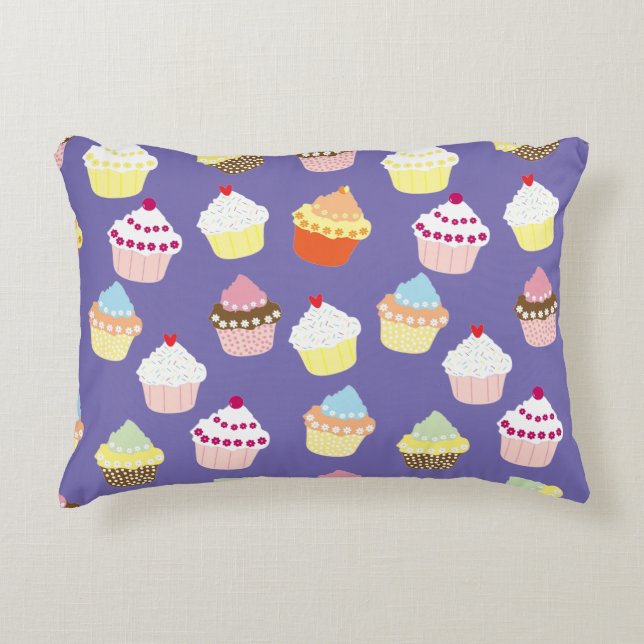 Delicious Decorated Birthday Cupcakes Accent Pillo Decorative Cushion (Front)
