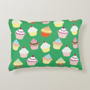 Delicious Decorated Birthday Cupcakes Accent Pillo Decorative Cushion