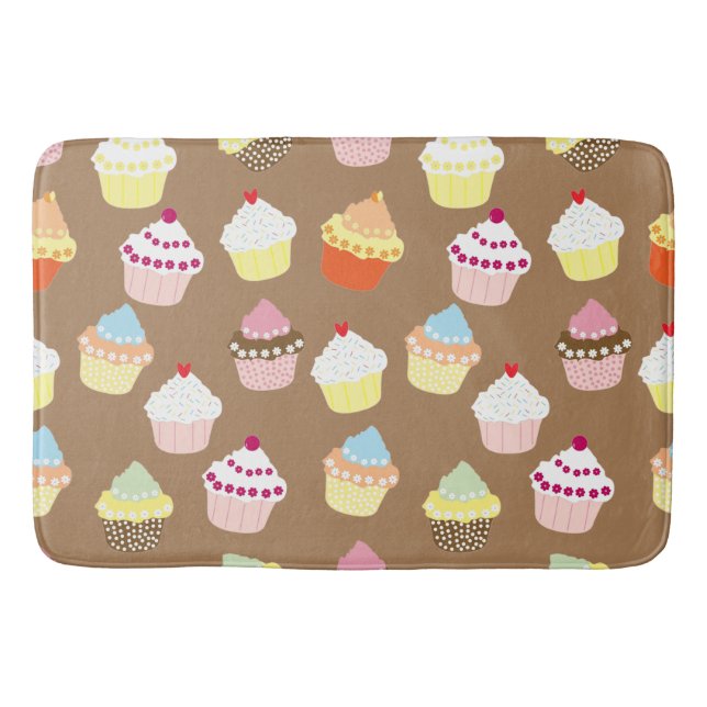 Delicious Decorated Birthday Cupcakes Bath Mat (Front)