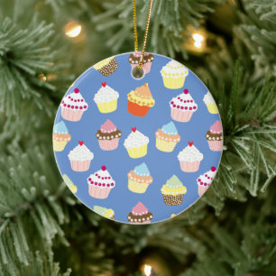 Delicious Decorated Birthday Cupcakes Ceramic Tree Decoration