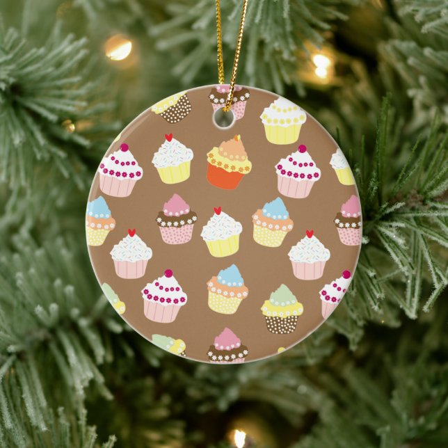 Delicious Decorated Birthday Cupcakes Ceramic Tree Decoration (Tree)