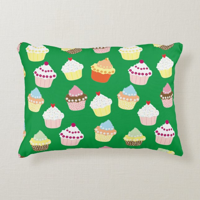 Delicious Decorated Birthday Cupcakes Decorative Cushion (Front)