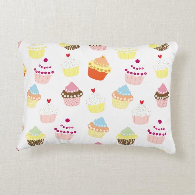 Delicious Decorated Birthday Cupcakes Decorative Cushion (Back)