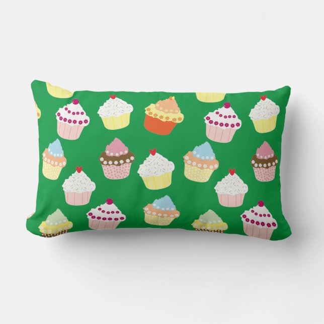 Delicious Decorated Birthday Cupcakes Lumbar Pillo Lumbar Cushion (Front)