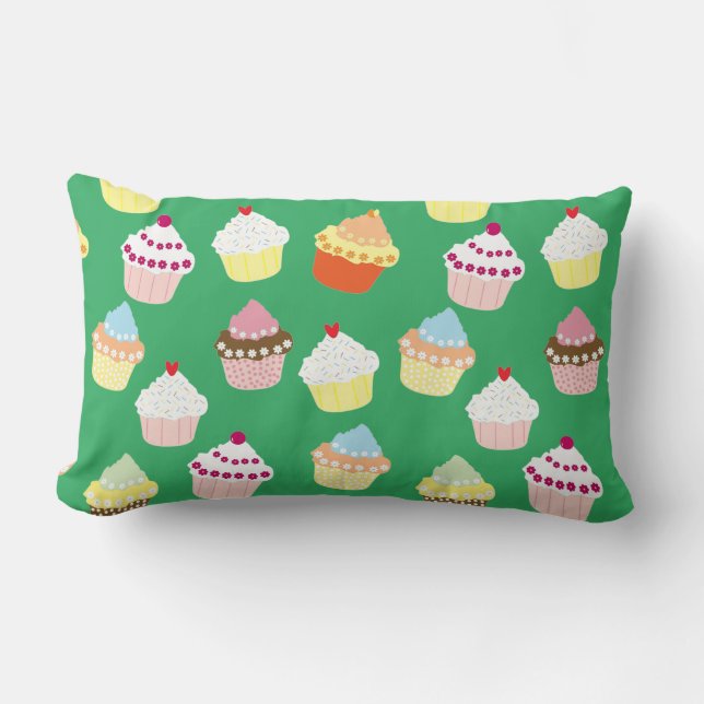 Delicious Decorated Birthday Cupcakes Lumbar Pillo Lumbar Cushion (Front)