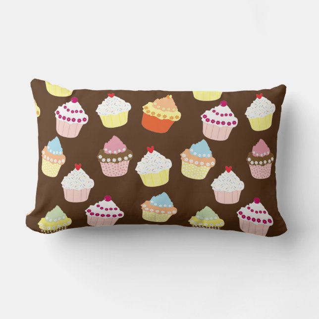 Delicious Decorated Birthday Cupcakes Lumbar Pillo Lumbar Cushion (Front)