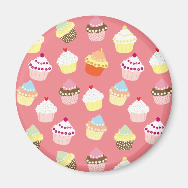 Delicious Decorated Birthday Cupcakes Magnet (Front)