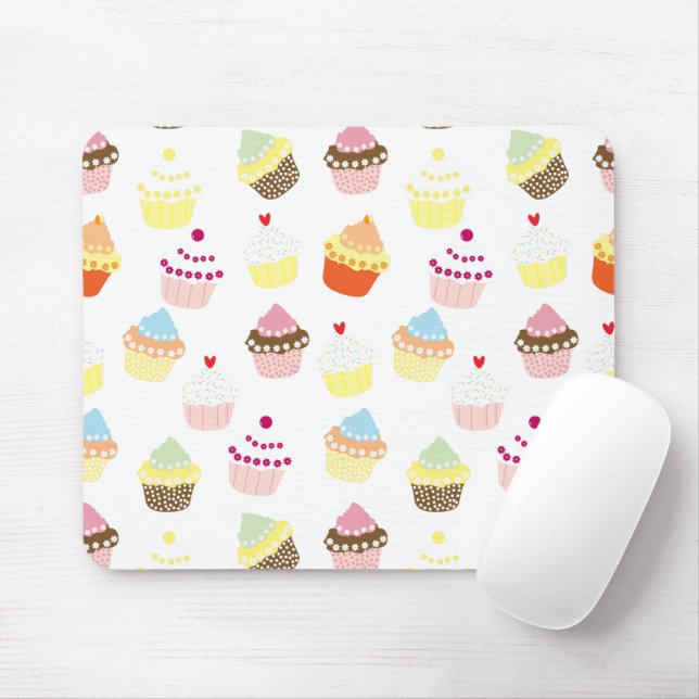 Delicious Decorated Birthday Cupcakes Mouse Mat (With Mouse)