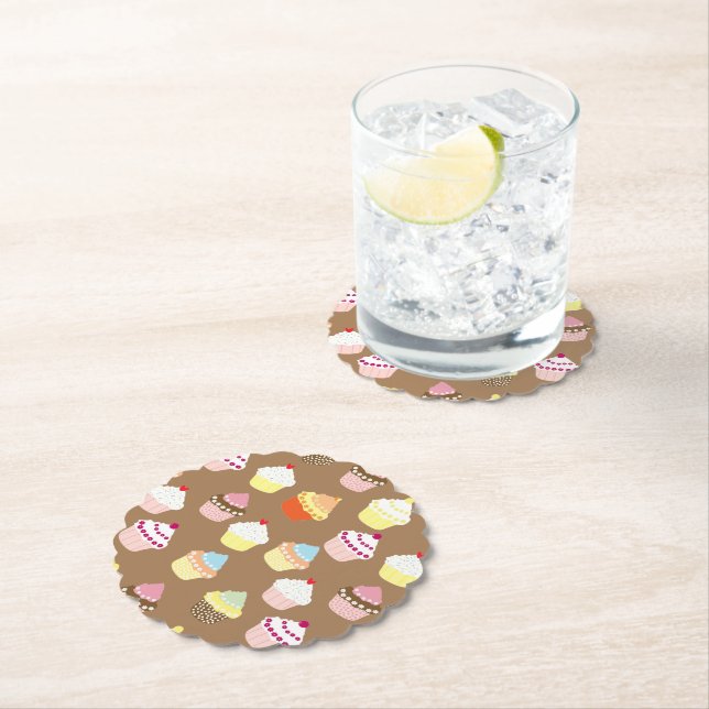 Delicious Decorated Birthday Cupcakes Paper Coaster (Insitu)