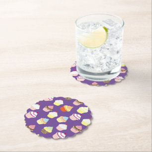 Delicious Decorated Birthday Cupcakes Paper Coaster