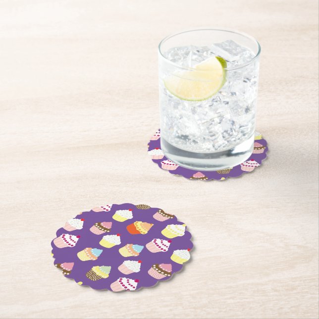 Delicious Decorated Birthday Cupcakes Paper Coaster (Insitu)