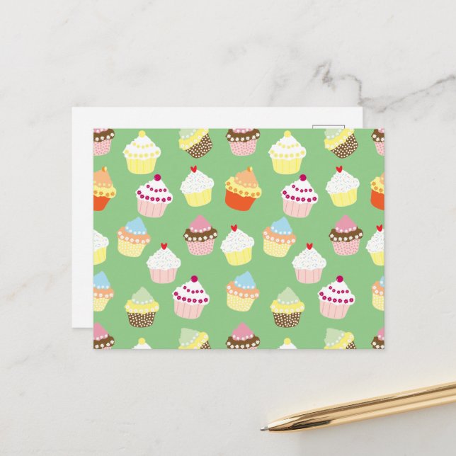 Delicious Decorated Birthday Cupcakes Postcard (Front/Back In Situ)