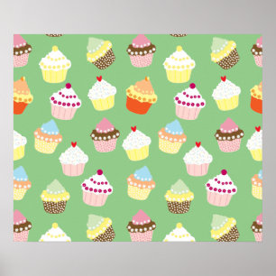 Delicious Decorated Birthday Cupcakes Poster