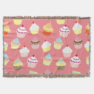 Delicious Decorated Birthday Cupcakes Throw Blanket
