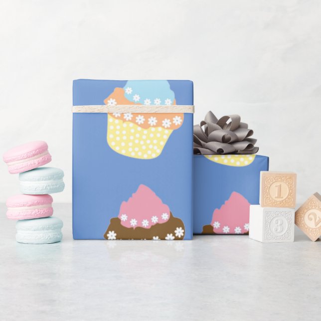 Delicious Decorated Birthday Cupcakes Wrapping Paper (Baby Shower)