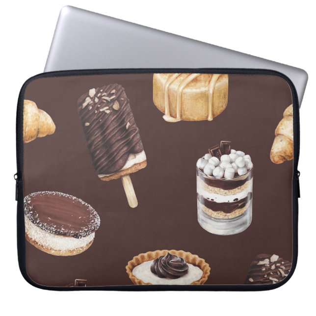 Delicious Desserts: Food Sketch Pattern Laptop Sleeve (Front)