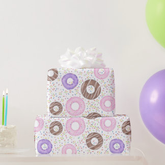 Delicious Donuts on White Wrapping Paper