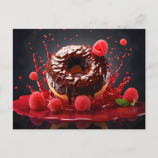 Delicious doughnut with sugar glaze, top view. postcard