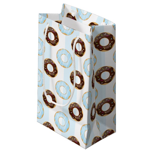 Delicious Doughnuts Blue Stripes Pattern Gift Bag (Front Angled)