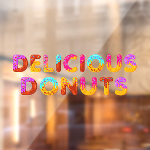 Delicious Doughnuts Cartoon Glazed Sprinkles Window Cling