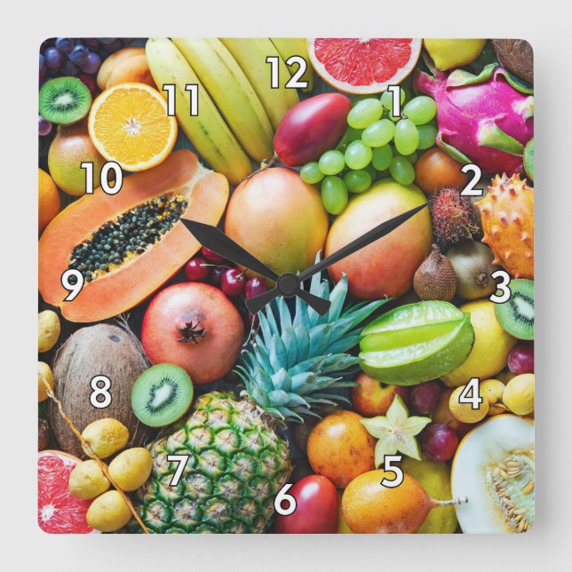 Delicious Fruit Assortment Square Wall Clock (Front)