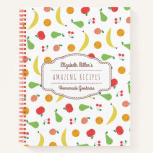 Delicious Fruit Pattern   Recipes   Custom Name Notebook