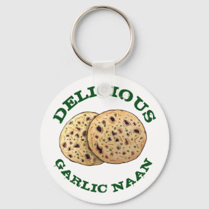 Delicious Garlic Naan Bread Indian Flatbread Baker Key Ring