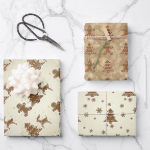 Delicious Gingerbread Cookies Pattern Wrapping Paper Sheet