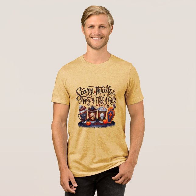 Delicious Halloween Coffee for Spooky Sips! Tri-Blend Shirt (Front Full)