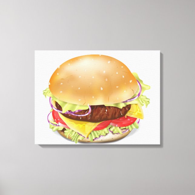 Delicious hamburger or cheeseburger. canvas print (Front)