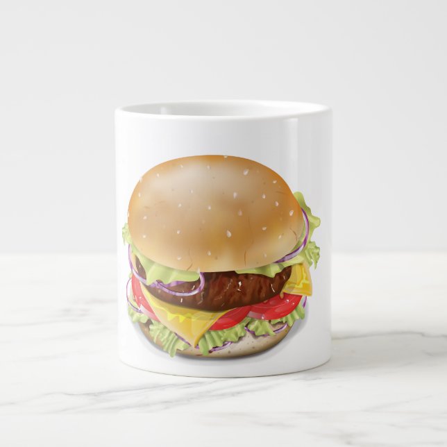 Delicious hamburger or cheeseburger. large coffee mug (Front)