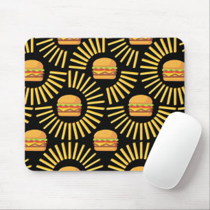 Delicious hamburger with fries mouse mat