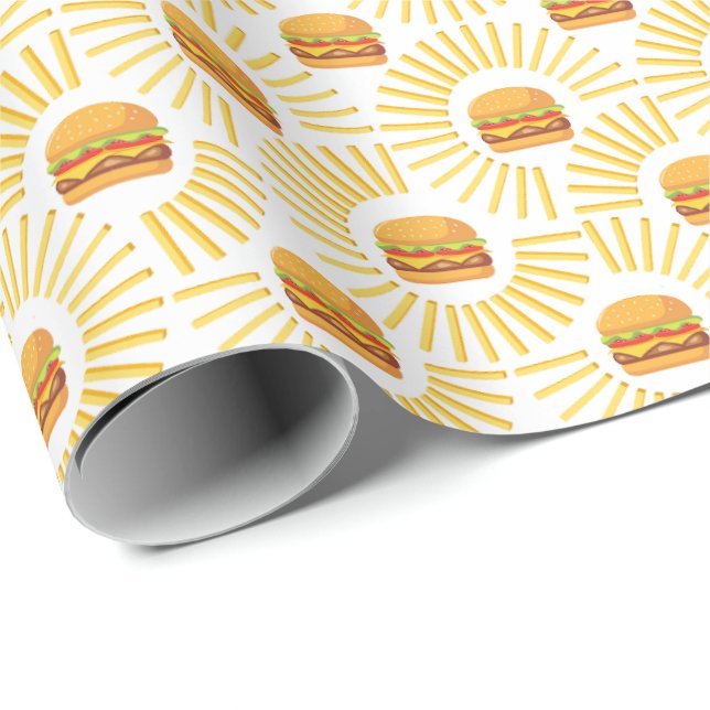 Delicious hamburger with fries wrapping paper (Roll Corner)