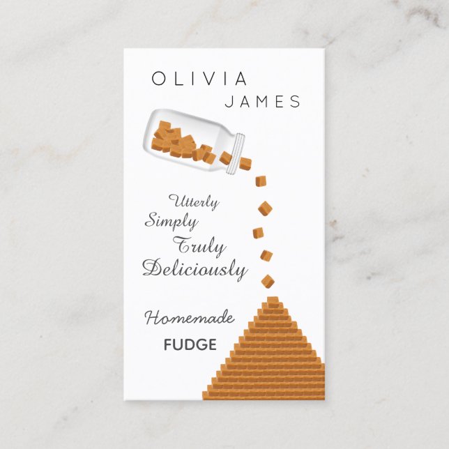 Delicious homemade fudge sweets business card (Front)
