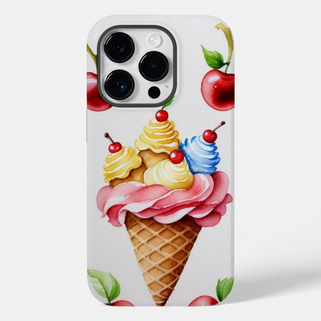 Delicious Ice Cream Cone  Case-Mate iPhone Case (Watercolor ice Cream Cone iPhone Case!)