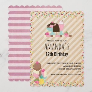 Delicious Ice Cream & Float Sweet Dessert Birthday Invitation