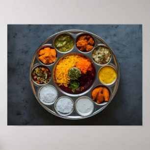 Delicious Indian Hindu Veg Thali Poster