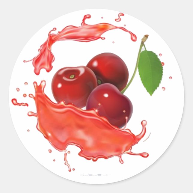 Delicious Juicy Cherries. Fruit T Shirt. Classic Round Sticker (Front)