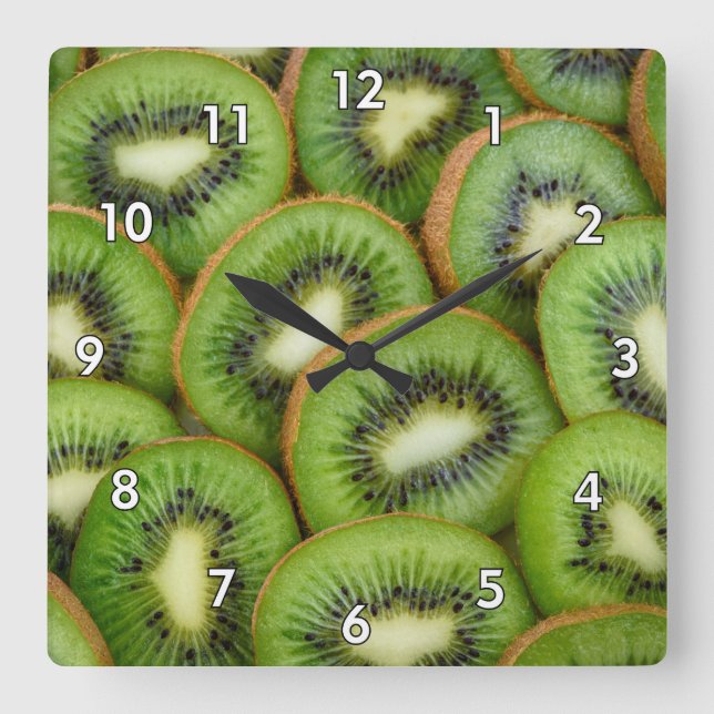 Delicious KiWi Slices Square Wall Clock (Front)