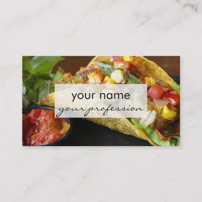 delicious Mexican Tacos photograph Business Card (Front)