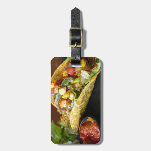 delicious Mexican Tacos photograph Luggage Tag (Front Vertical)