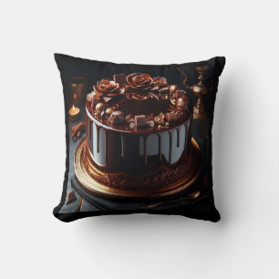 delicious mirror cake chocolate with 3d flowers an cushion