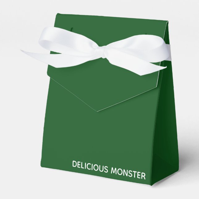 Delicious Monster green color name Favour Box (Front Side)
