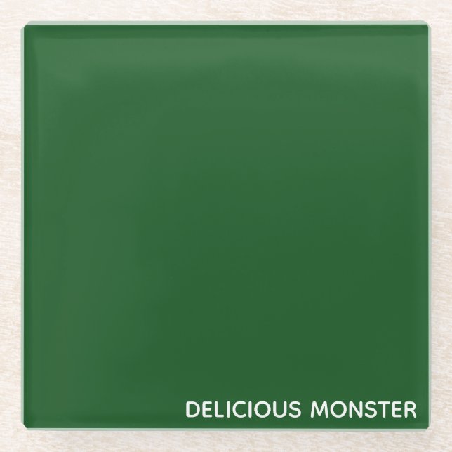 Delicious Monster green color name Glass Coaster (Front)