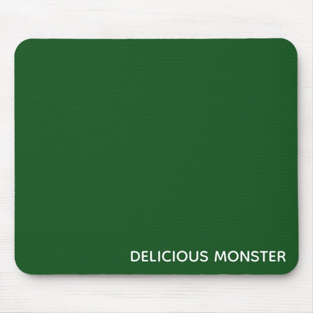 Delicious Monster green colour name Mouse Mat (Front)