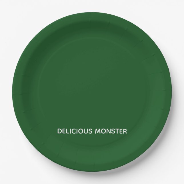 Delicious Monster green colour name Paper Plate (Front)
